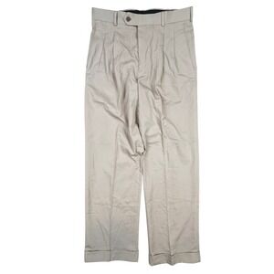 NEW Stafford Pleated Khakis Mens 32x30 Tan Pleated Classic Fit Twist Gabardine